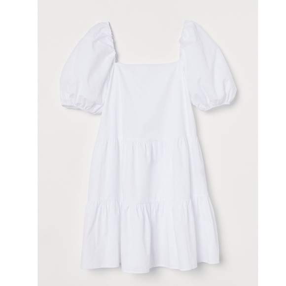 ❌SOLD❌ Puff-sleeved White Cotton A-line Dress - Picture 4 of 7